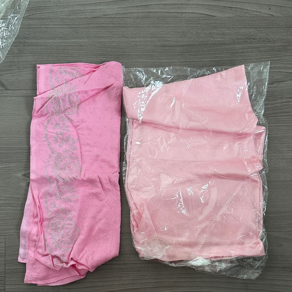 Pink Decorative Scarf Pair - Light & Bubblegum Pink